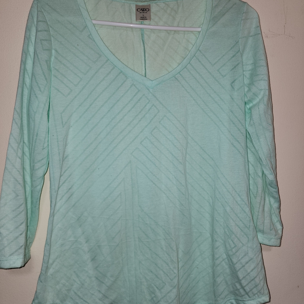 Cato Mint Green V-Neck Women's Top